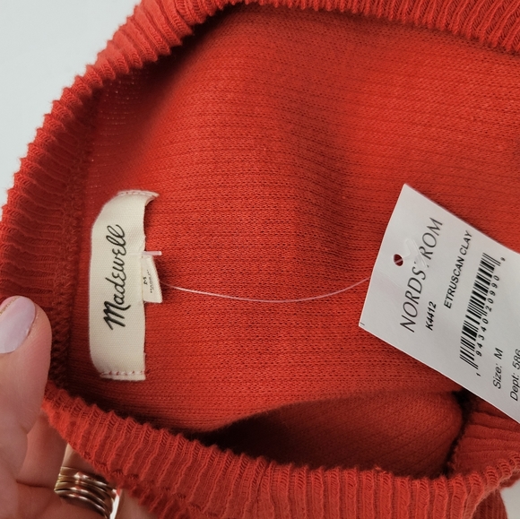 NWT Madewell Rust Orange Knot Crewneck Ribbed Pullover Sweater Size M - Picture 9 of 9